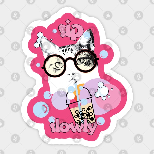 Boba Cat Lover Sticker by BeDazzleMe